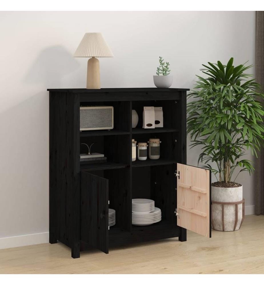 Buffet Noir 83x41,5x100 cm Bois massif de pin