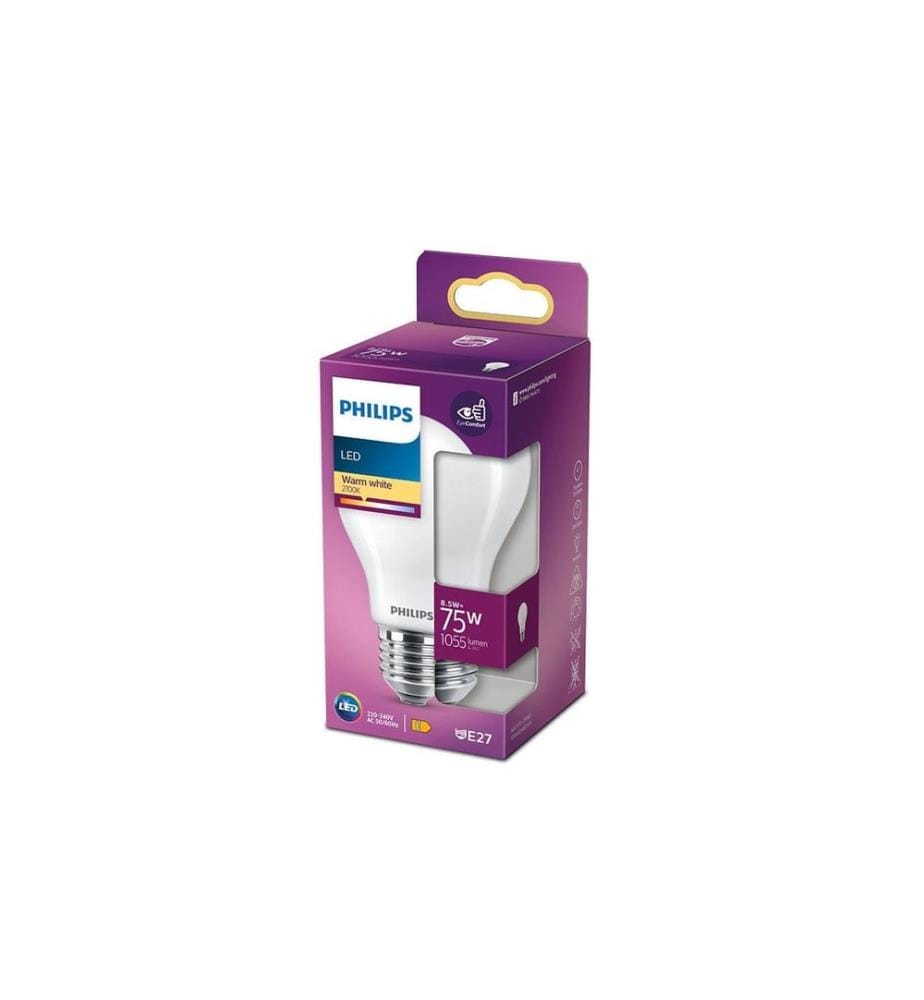 PHILIPS - Lampe LEDcla 75W E27 A60 WW FR ND Blanc chaud (WW)