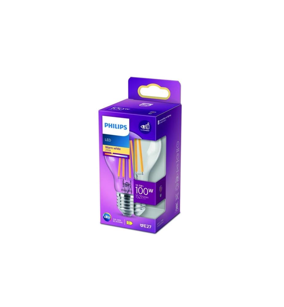 PHILIPS - Lampe LEDcla 100W E27 A60 WW CL ND Blanc chaud (WW)