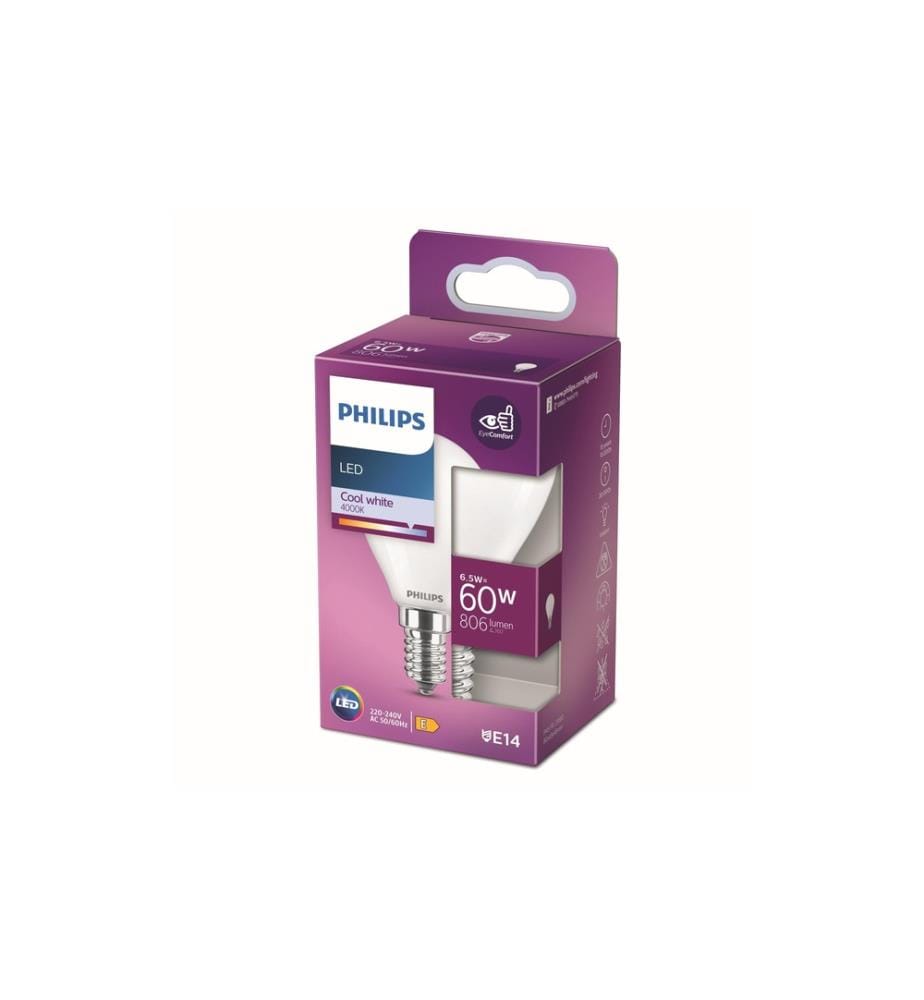 PHILIPS - Lampe LED classic 60W E14 CW P45 FR ND Blanc neutre (NW)