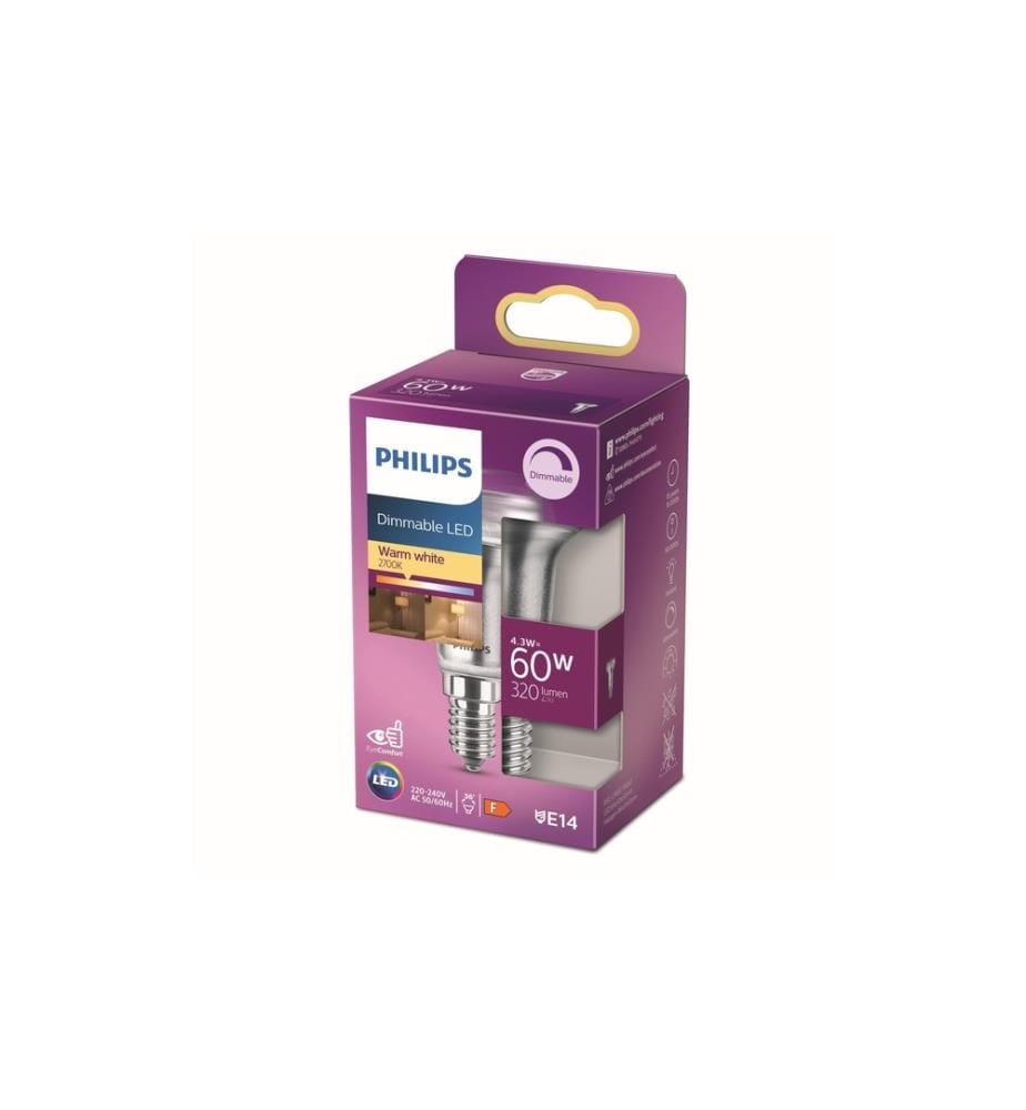PHILIPS - Lampe LEDcla 60W E14 R50 WW D 36D Blanc chaud (WW)
