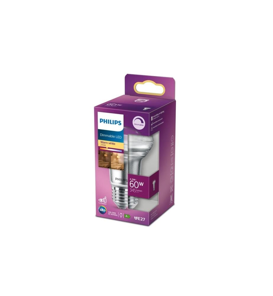 PHILIPS - Lampe LEDcla 60W E27 R63 WW D 36D Blanc chaud (WW)
