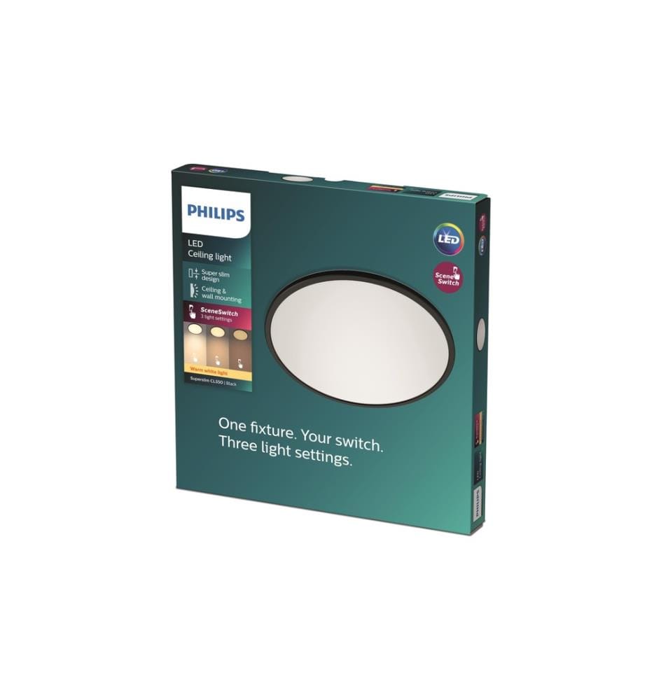 PHILIPS - Plafonnier LED SceneSwitch CL550 2000 lm 2700K, noir