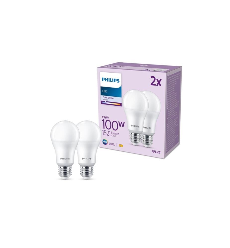 PHILIPS - Lampe LED 100W A67 E27 CW FR ND 2CT/6 Blanc neutre (NW)