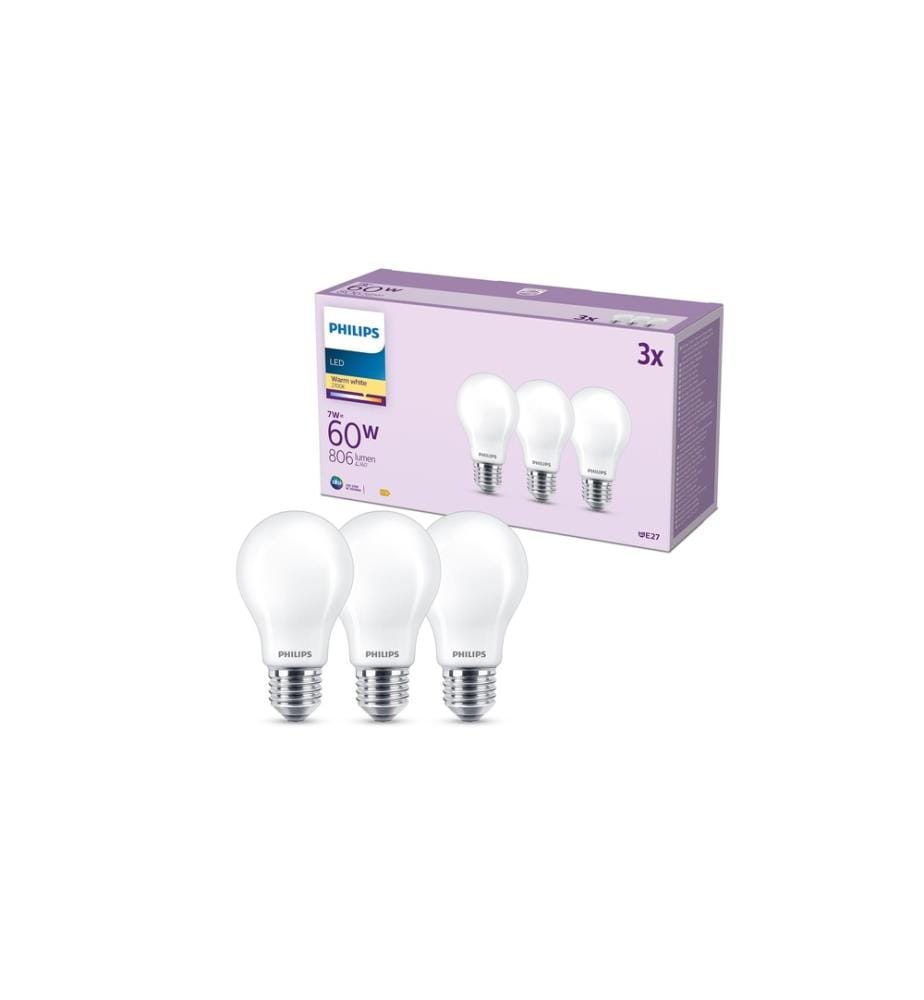 PHILIPS - Lampe LEDClassic 60W A60 E27 WW FRND 3CT/4 EC Blanc chaud (WW)