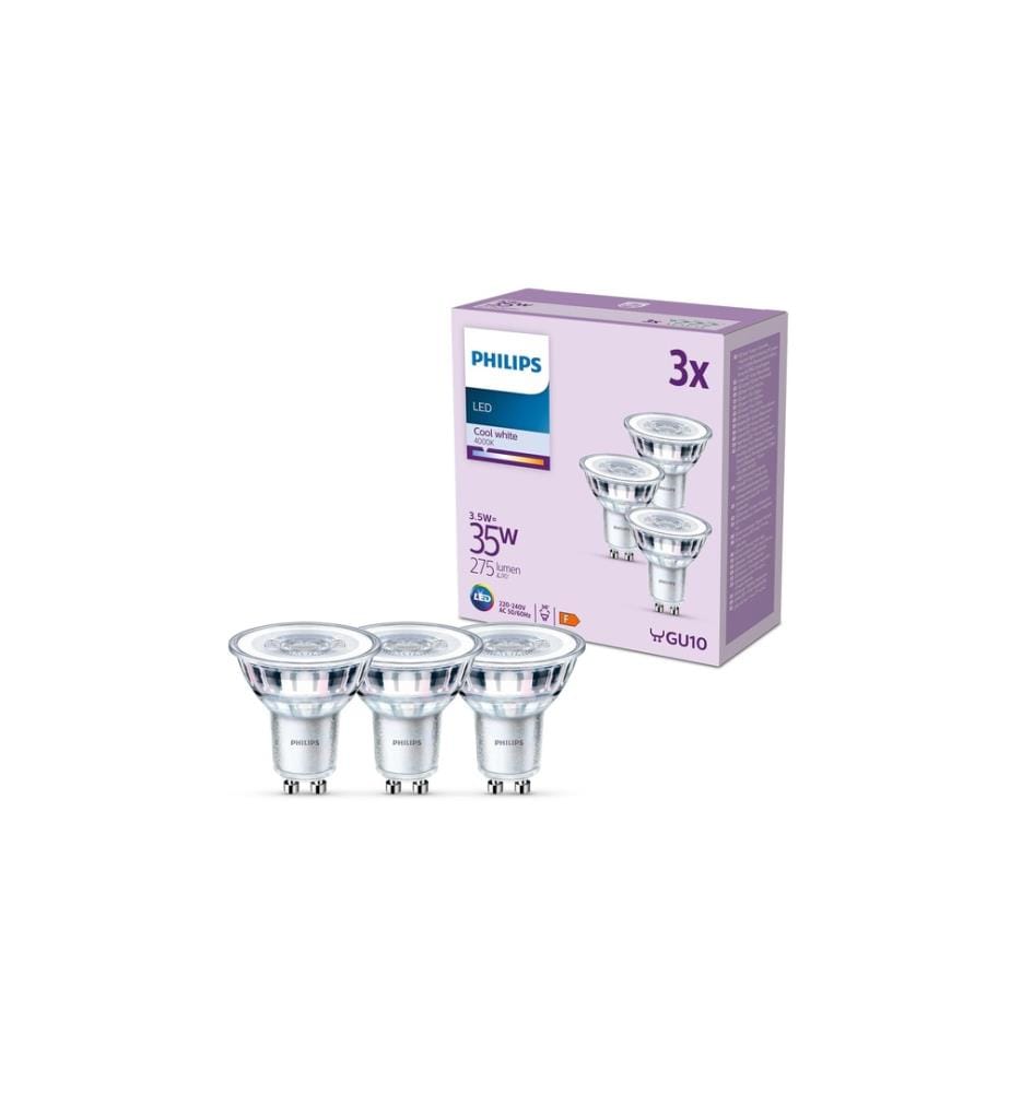 PHILIPS - Lampe LEDClassic 35W GU10 CW 36D ND 3CT/6 EC Blanc neutre (NW)