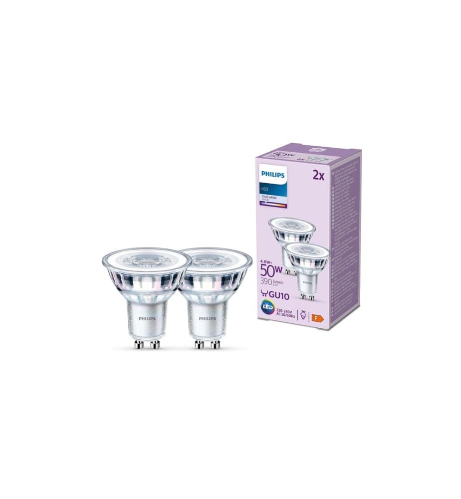 PHILIPS - Lampe LEDClassic 50W GU10 CW 36D ND 2CT/8 EC Blanc neutre (NW)