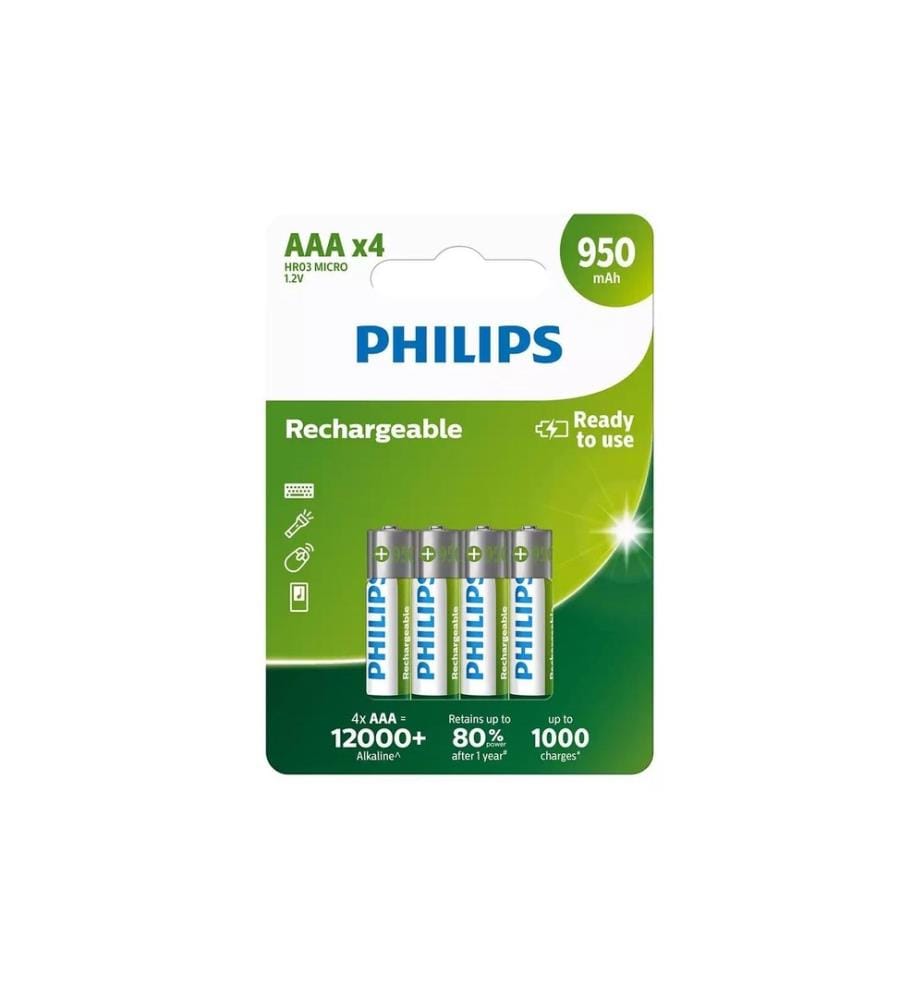 PHILIPS - Akku Rechargeable NiMH AAA 950 mAh, 4 Stück
