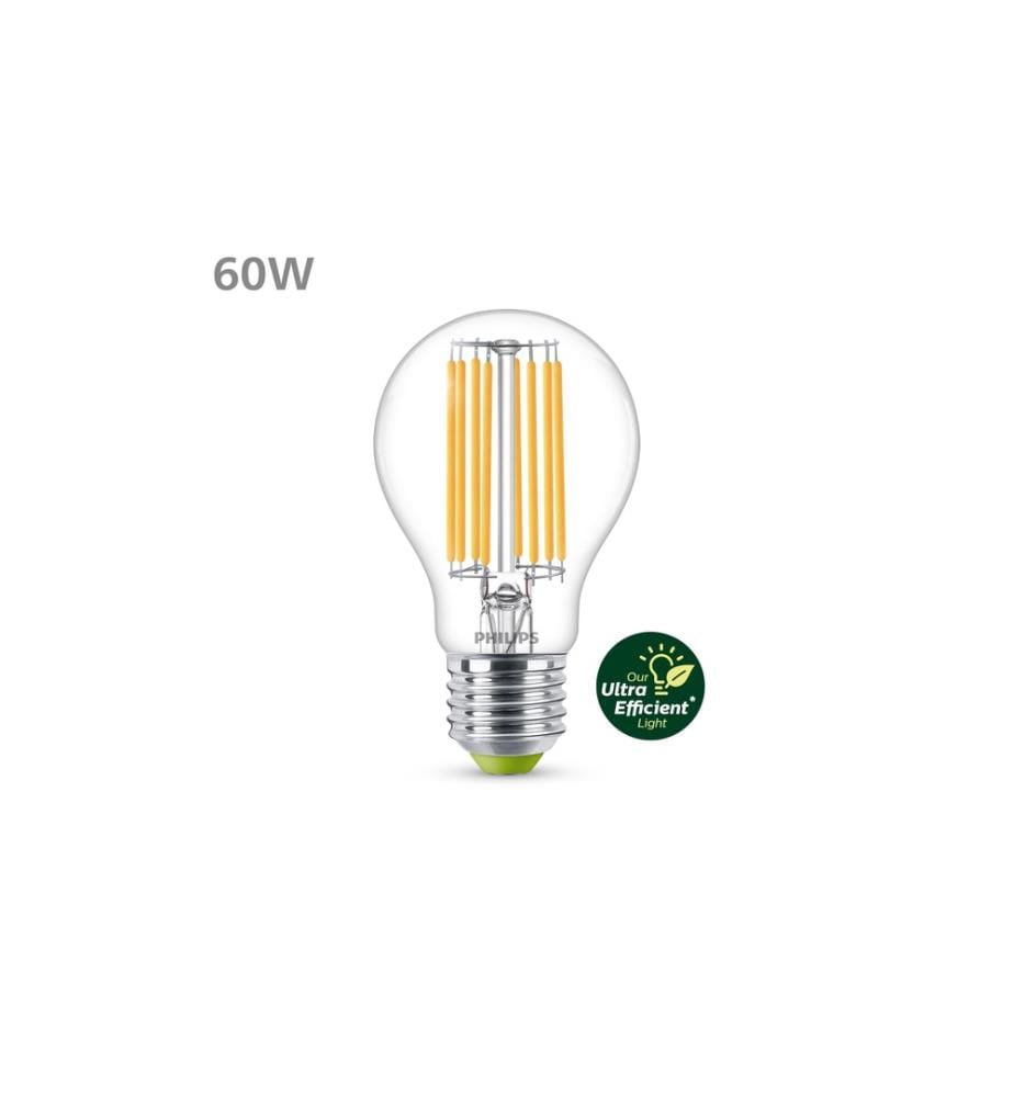 PHILIPS - Lampe LED CLA 60W A60 E27 2700K CL UE 3CT/4 EC Blanc chaud (WW)
