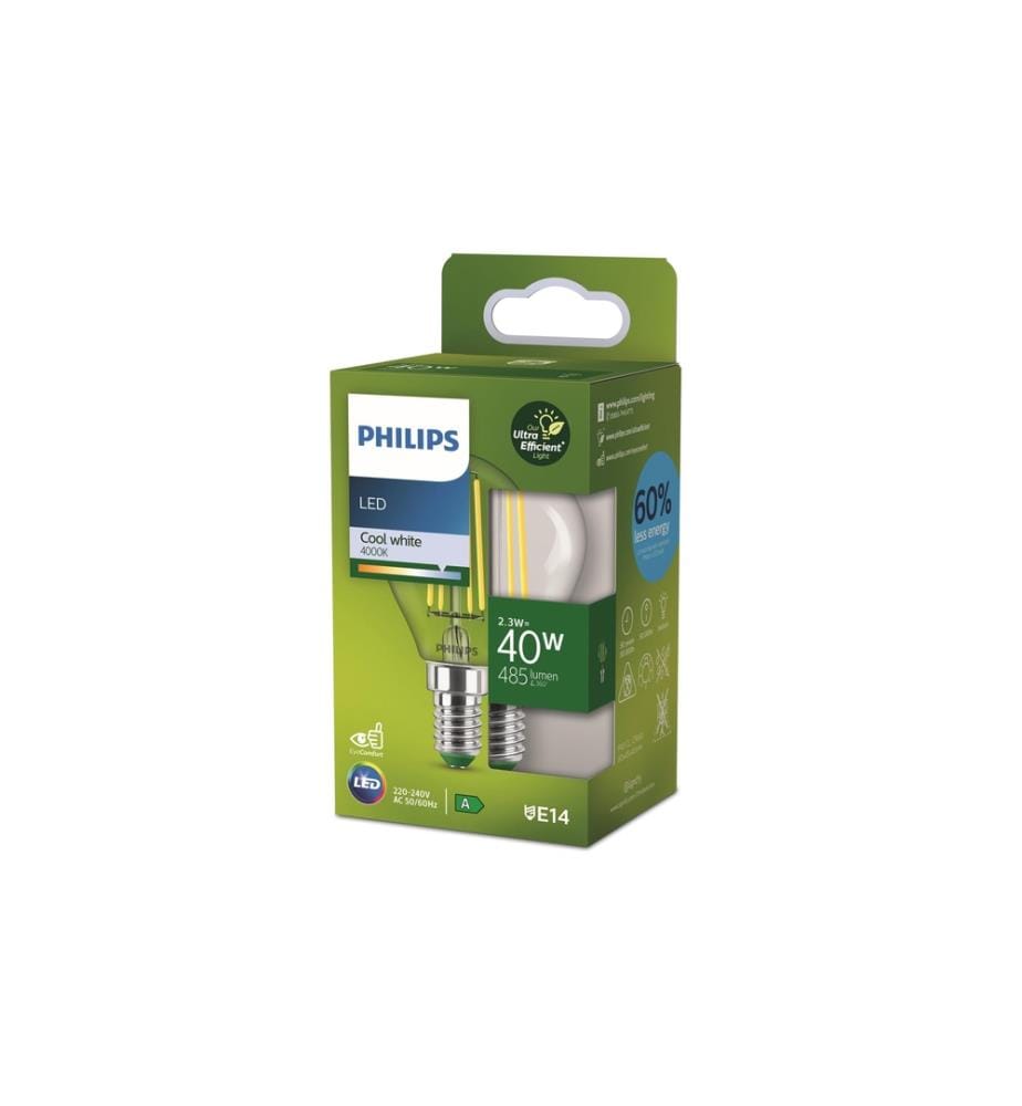 PHILIPS - Lampe LED 2.6W (40W), E14, 485 lm, 4000K Blanc chaud (WW)