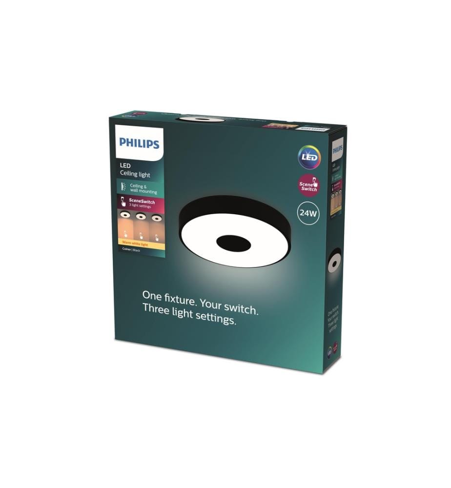 PHILIPS - Deckenleuchte Coiner SceneSwitch 2700K, 2700 Lm, Schwarz