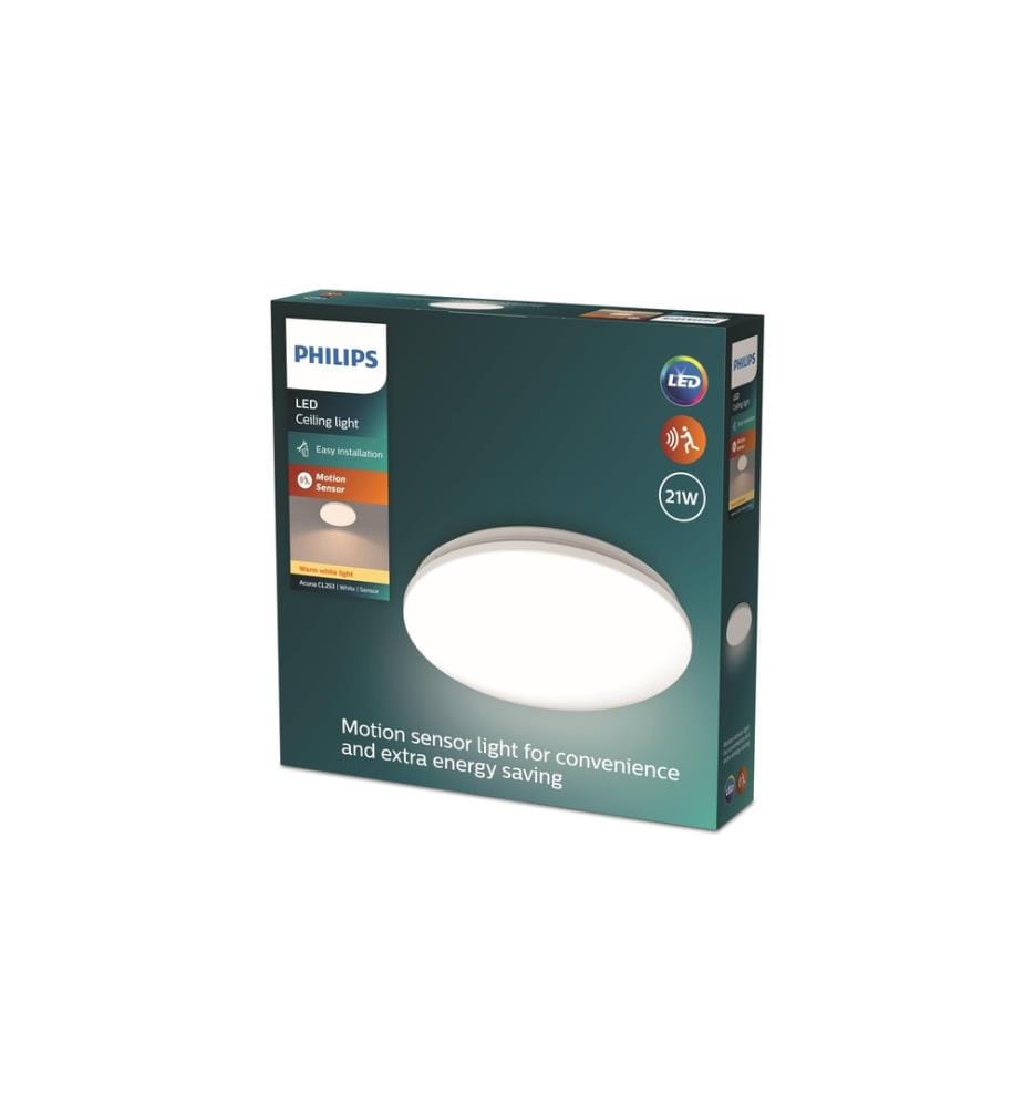 PHILIPS - Deckenleuchte Acuna mit Sensor 2700K, 2500 Lumen, Weiss