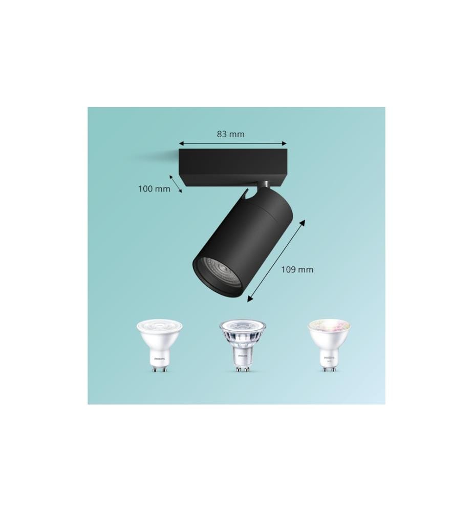PHILIPS - Spot encastré Idris GU10, IP44 Noir, sans ampoule