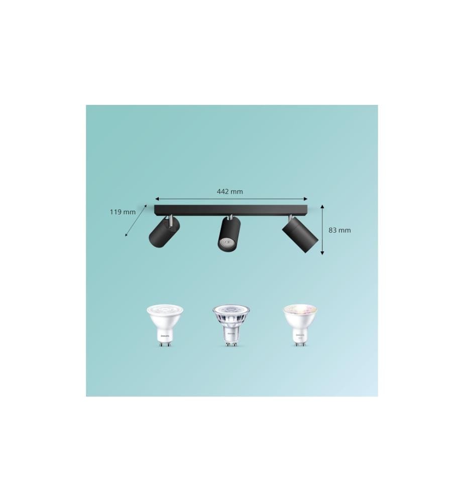 PHILIPS - Spot encastré Idris GU10, IP44 Noir, sans ampoule