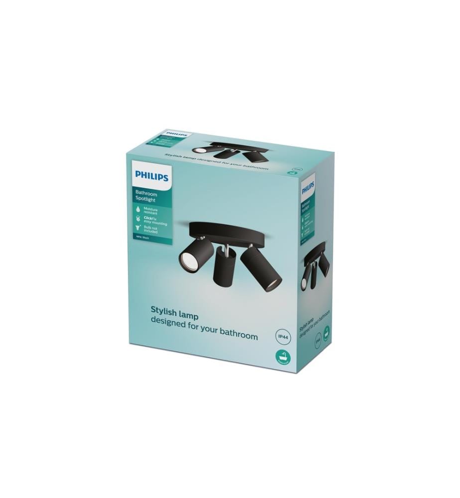 PHILIPS - Spot encastré Idris GU10, IP44, rond Noir, sans LM