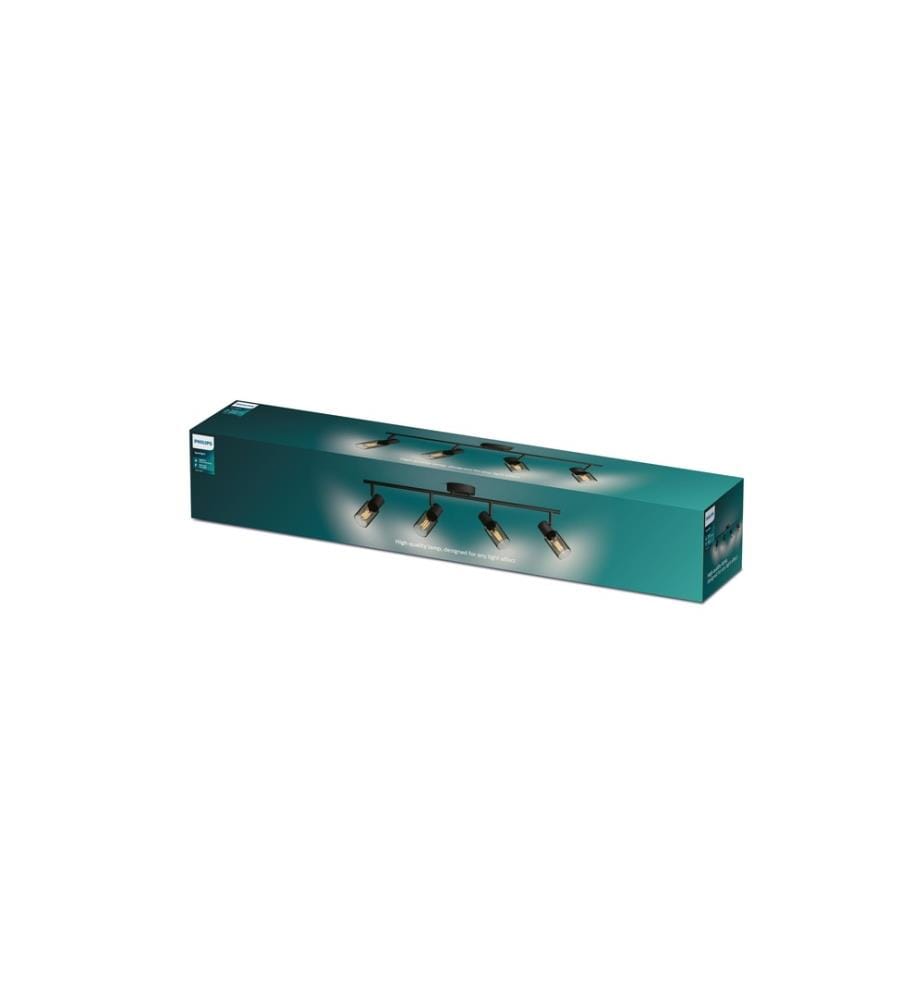 PHILIPS - Spot encastré Palms 4 spots pour E14 Noir, sans ampoule