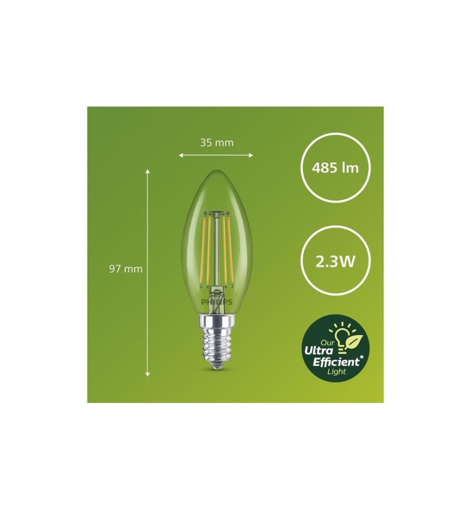 PHILIPS - Lampe Classic Eng. A, 40W, E14, claire, bougie Blanc neutre (NW)