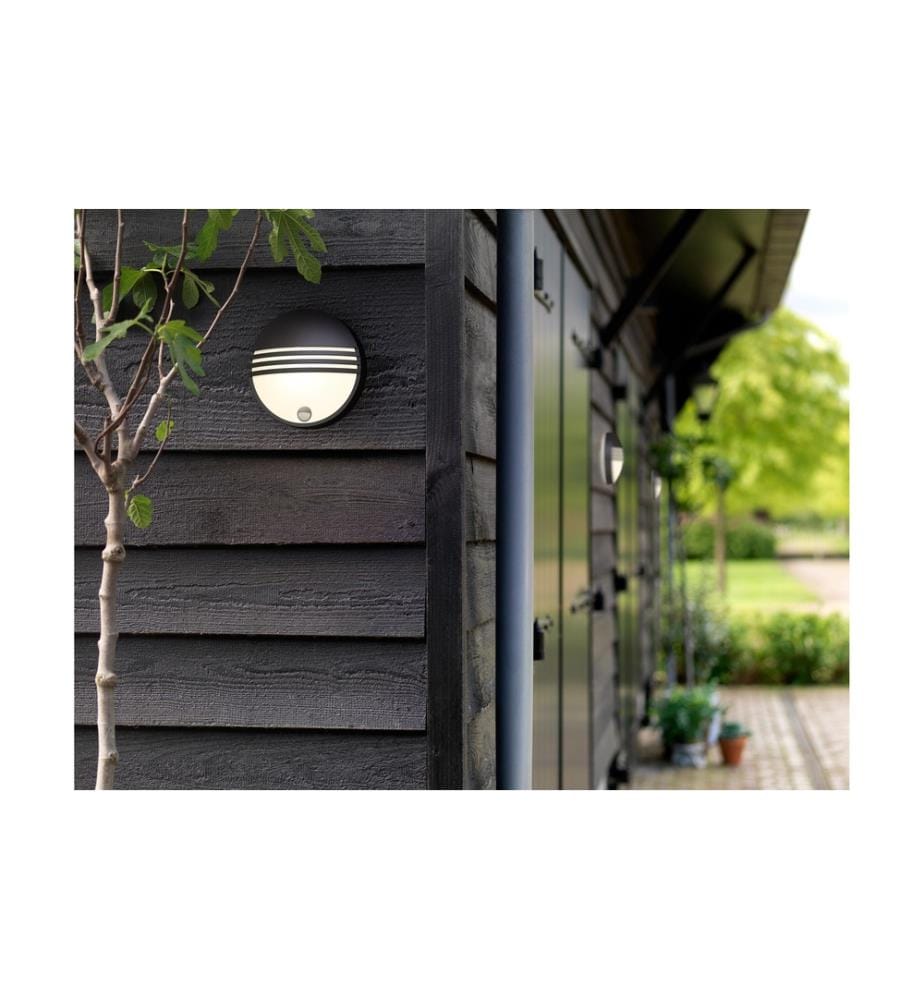 PHILIPS - myGarden Wandleuchte Yarrow, 600 lm, Schwarz + Sensor