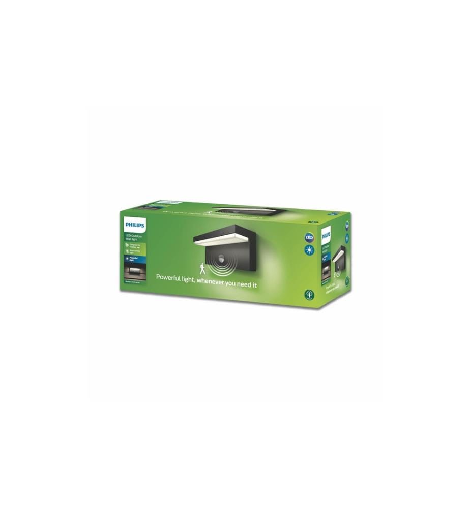PHILIPS - myGarden Wandleuchte Bustan, 1000 lm, Anthrazit + Sensor