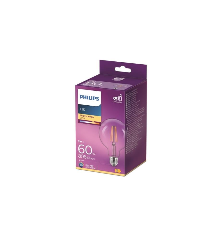 PHILIPS - Lampe LED classic 60W G93 E27 WW CL ND 1CT/4 Blanc chaud (WW)