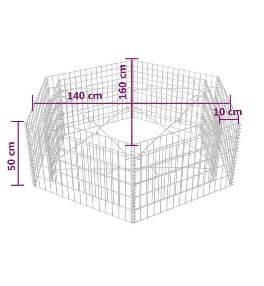 Sechseckiges Gabionen-Hochbeet 160×140×50 cm