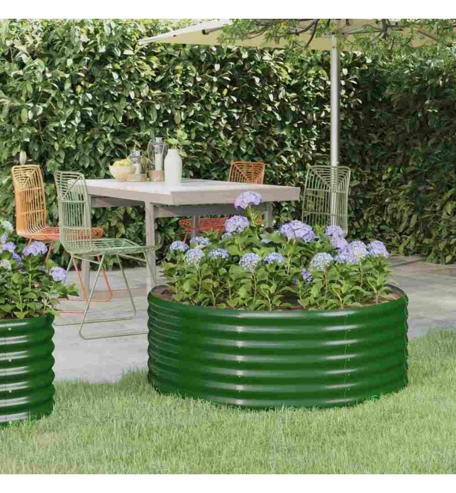 Lit surélevé de jardin Acier enduit de poudre 100x100x36cm Vert