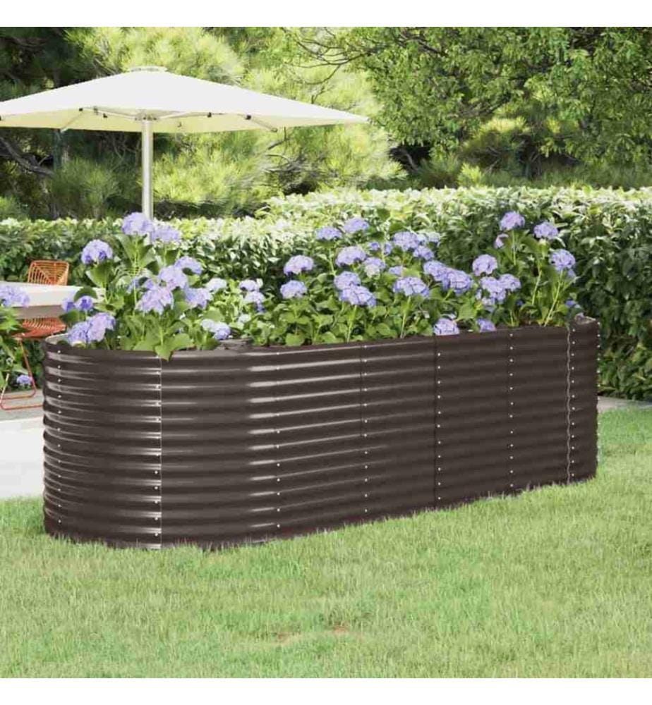 Hochbeet Pulverbeschichteter Stahl 249x100x68 cm Braun
