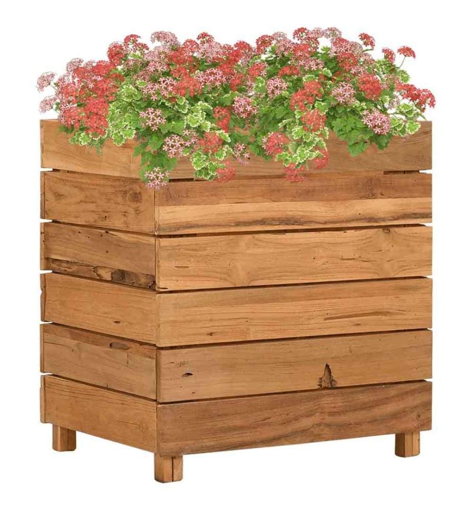 Hochbeet 50x40x55 cm Teak Altholz und Stahl