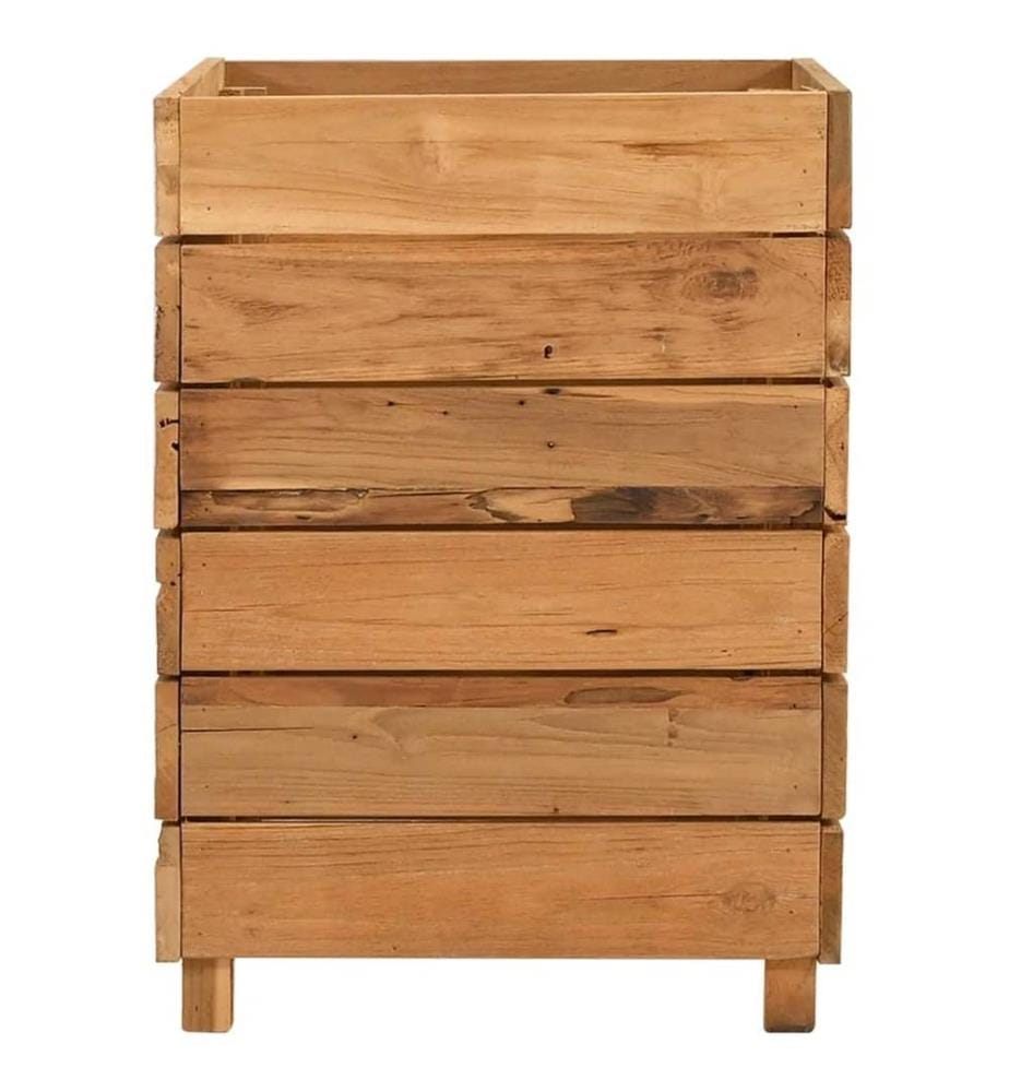 Hochbeet 50x40x55 cm Teak Altholz und Stahl