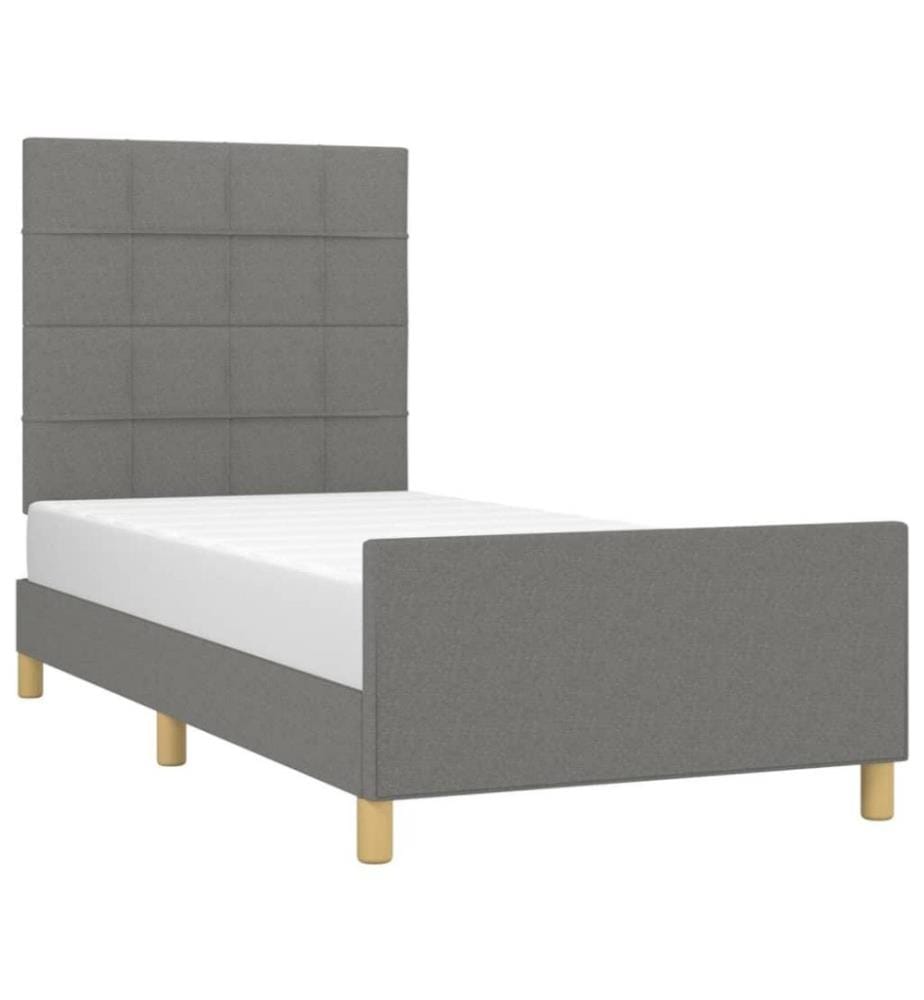 Bettgestell mit Kopfteil Dunkelgrau 100x200 cm Stoff