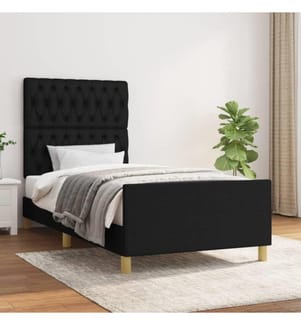 Bettgestell mit Kopfteil Schwarz 100x200 cm Stoff
