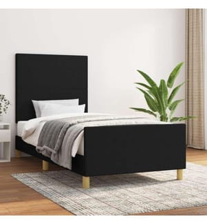 Bettgestell mit Kopfteil Schwarz 100x200 cm Stoff