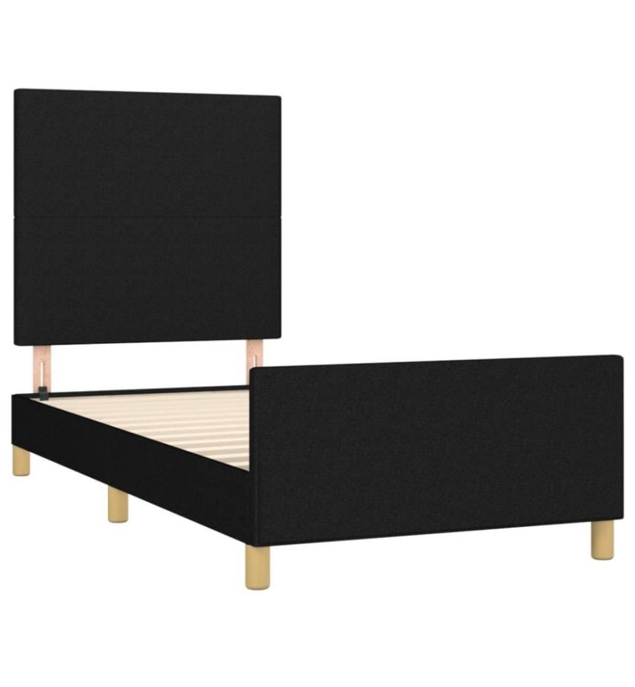 Cadre de lit avec tête de lit Noir 100x200 cm Tissu