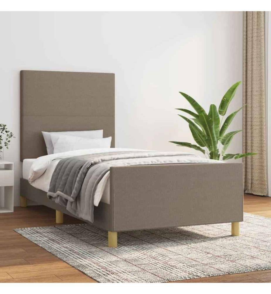 Cadre de lit avec tête de lit Taupe 100x200 cm Tissu