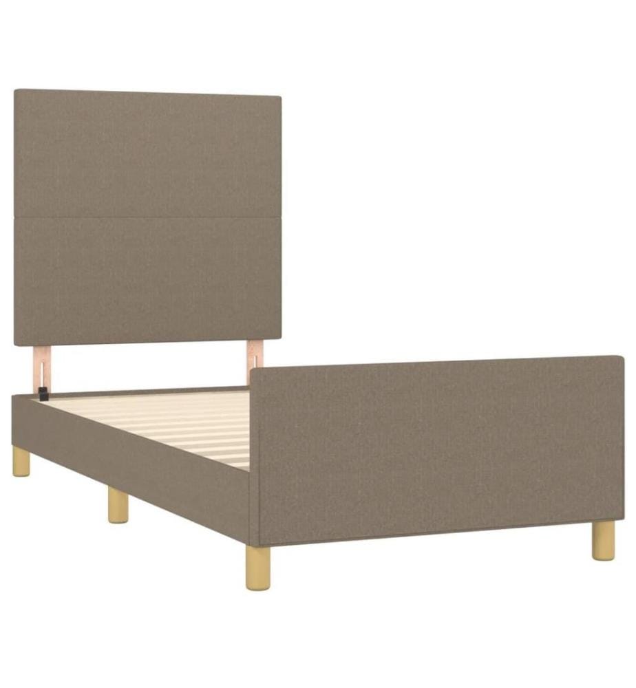 Cadre de lit avec tête de lit Taupe 100x200 cm Tissu