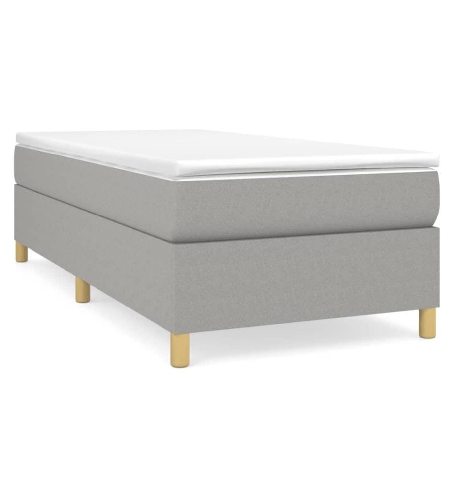 Boxspringbett mit Matratze Hellgrau 100x200 cm Stoff