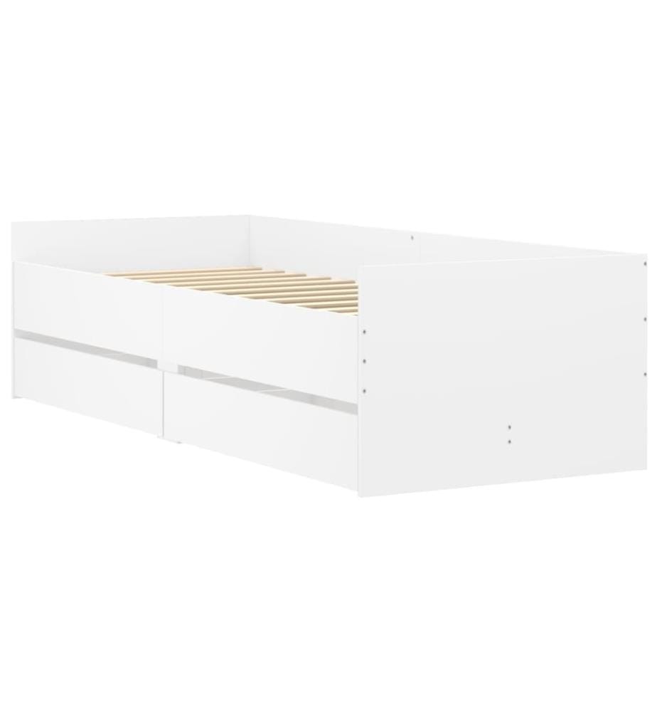 Bettgestell mit Schubladen Weiss 100x200 cm