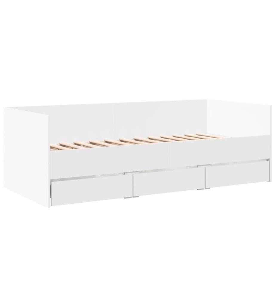 Tagesbett mit Schubladen Weiss 100x200 cm Holzwerkstoff