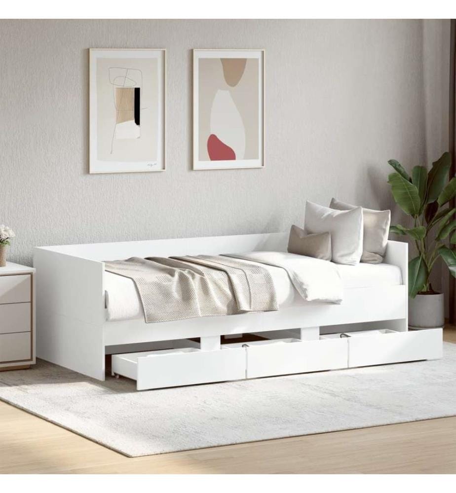 Tagesbett mit Schubladen Weiss 100x200 cm Holzwerkstoff