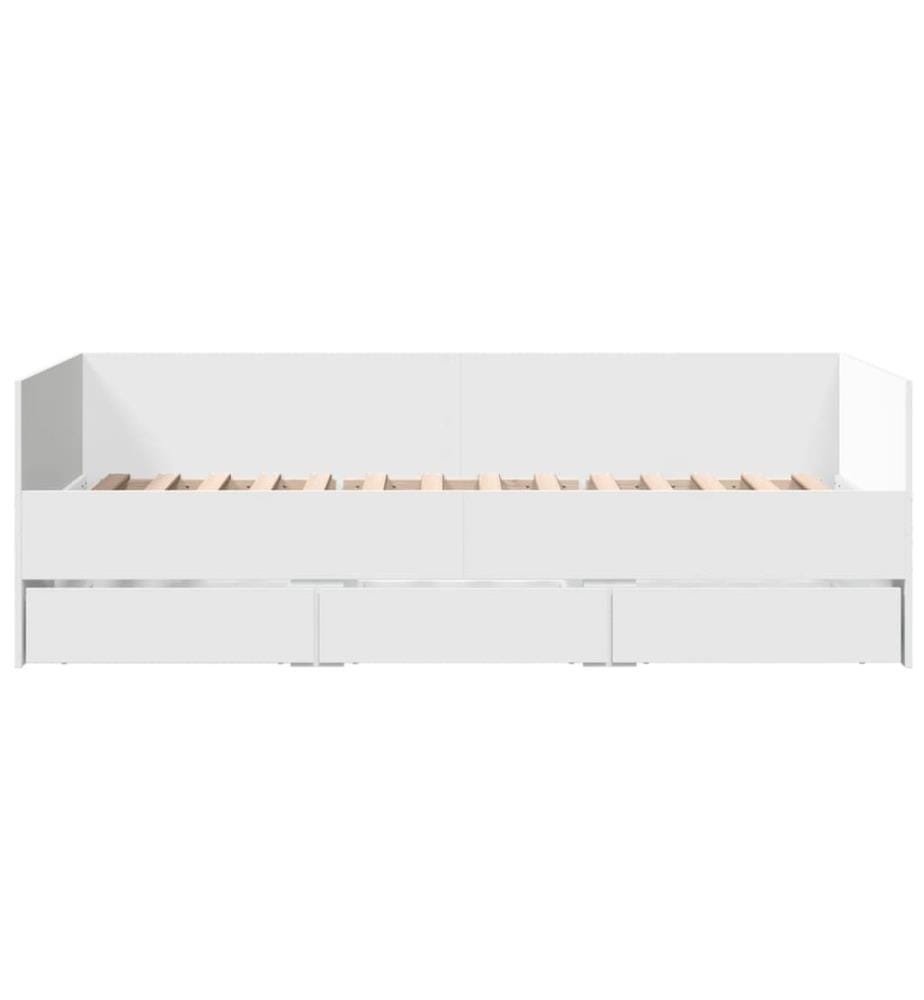 Tagesbett mit Schubladen Weiss 100x200 cm Holzwerkstoff