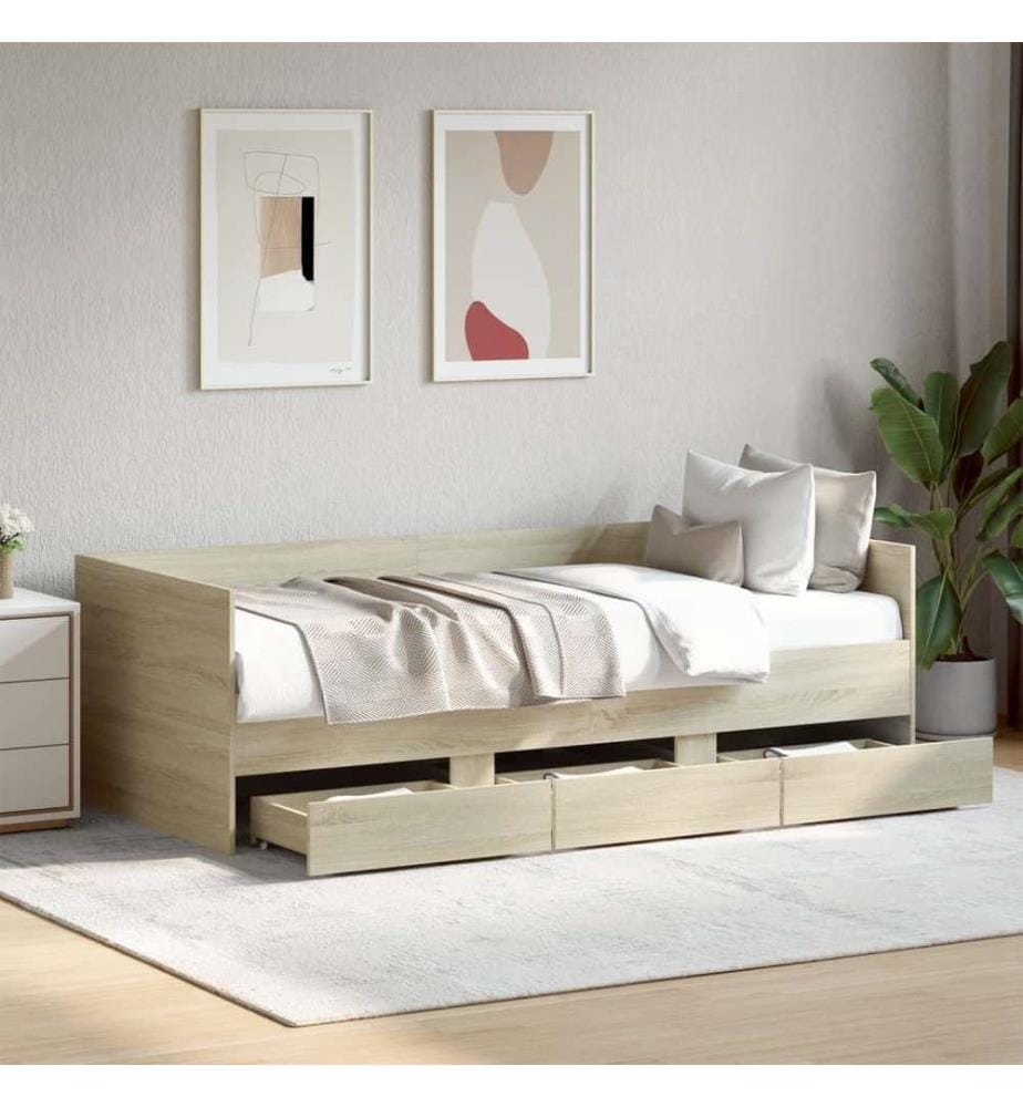 Tagesbett mit Schubladen Sonoma-Eiche 100x200 cm Holzwerkstoff