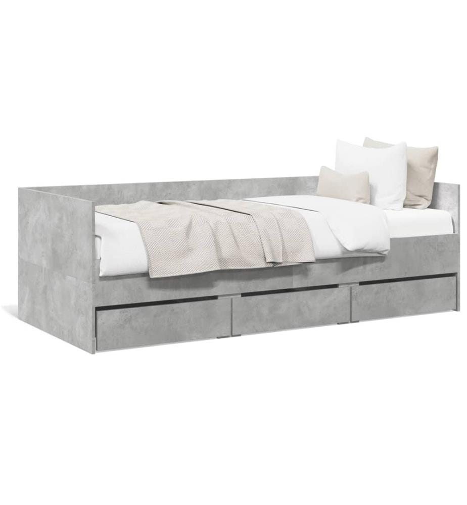 Tagesbett mit Schubladen Betongrau 100x200 cm Holzwerkstoff