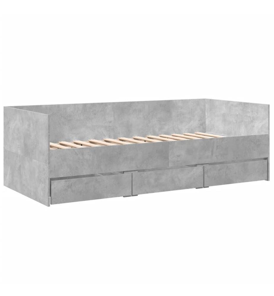 Tagesbett mit Schubladen Betongrau 100x200 cm Holzwerkstoff