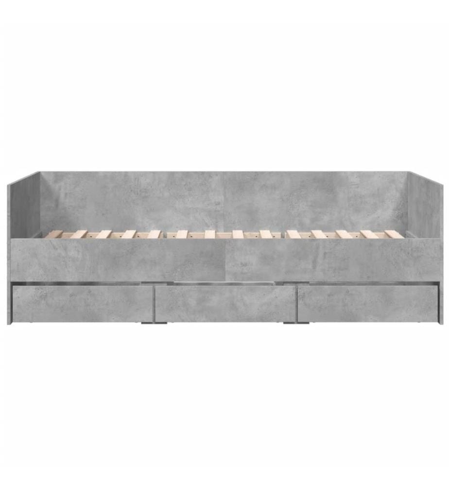 Tagesbett mit Schubladen Betongrau 100x200 cm Holzwerkstoff