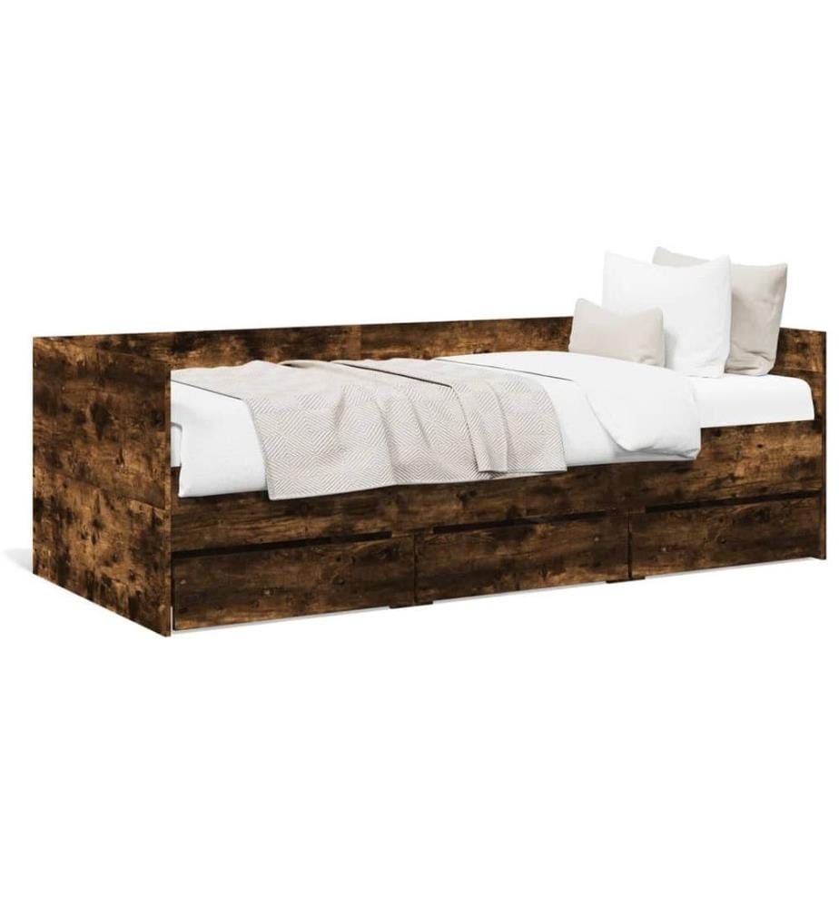 Tagesbett mit Schubladen Räuchereiche 100x200 cm Holzwerkstoff