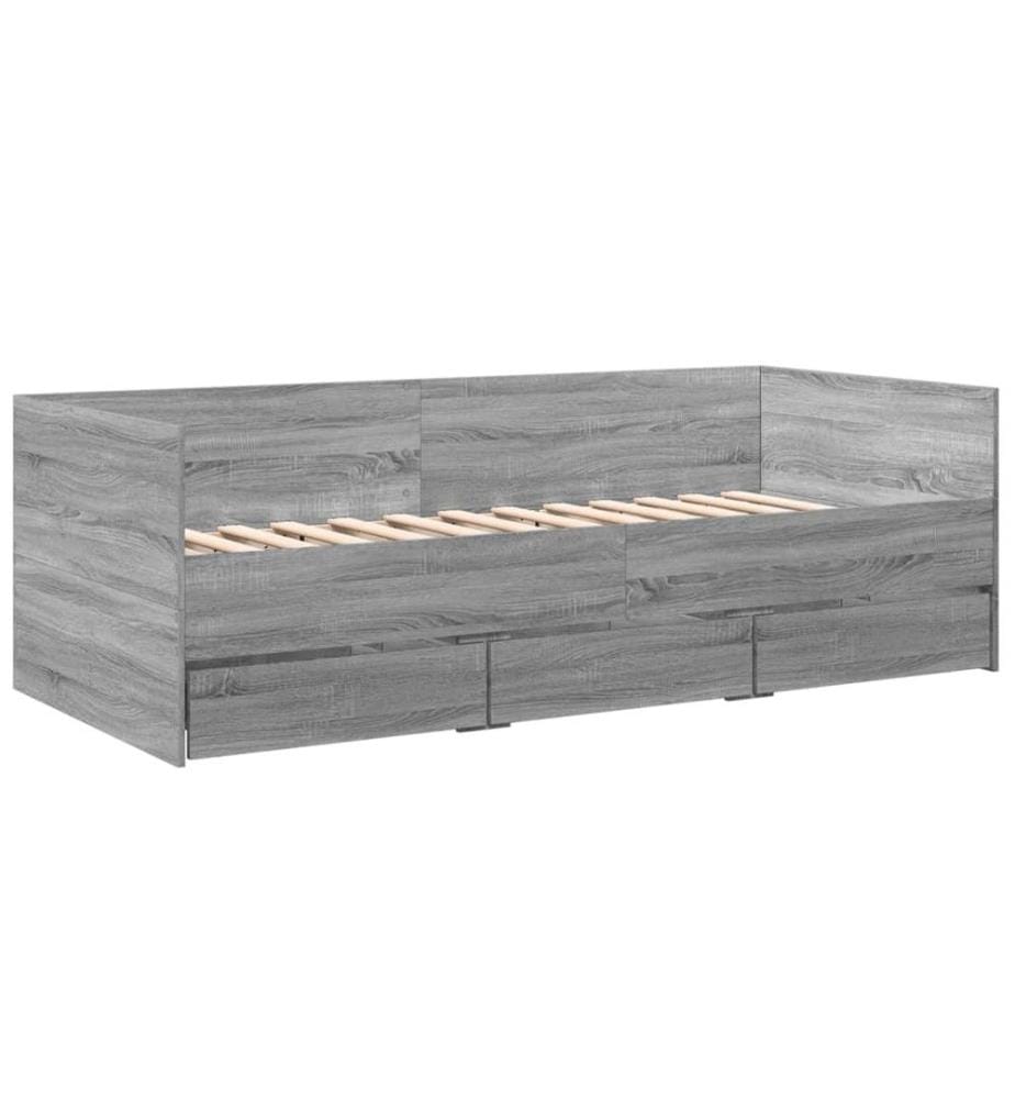 Tagesbett mit Schubladen Grau Sonoma 100x200 cm Holzwerkstoff