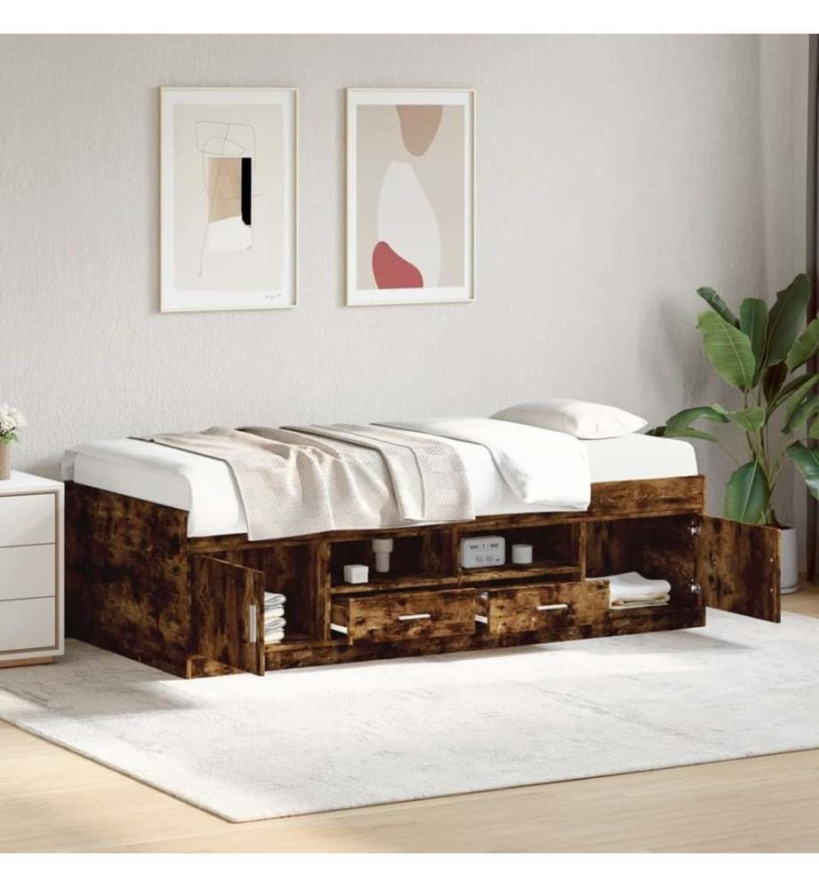 Tagesbett mit Schubladen Räuchereiche 100x200 cm Holzwerkstoff