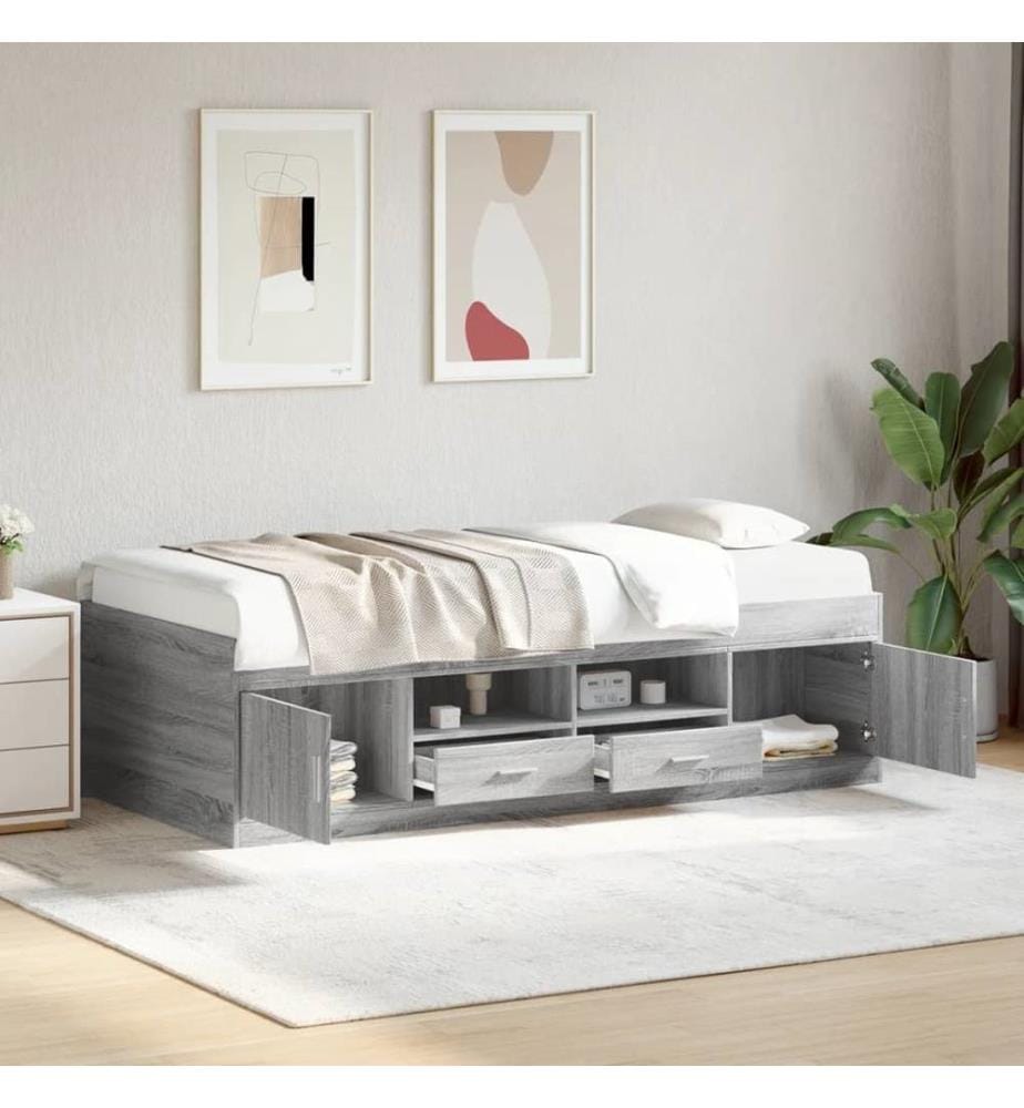 Tagesbett mit Schubladen Grau Sonoma 100x200 cm Holzwerkstoff