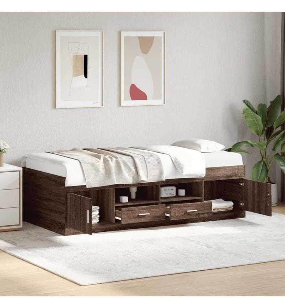 Tagesbett Schubladen Braun Eiche-Optik 100x200 cm Holzwerkstoff