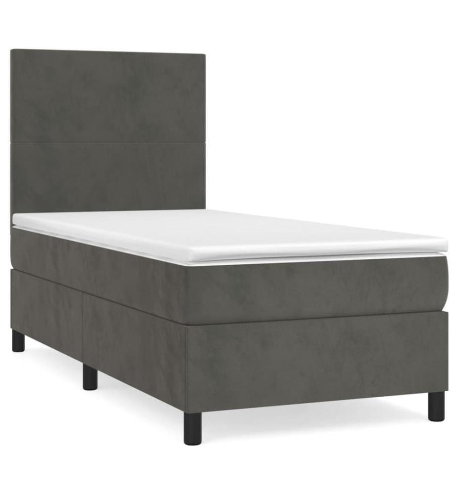 Boxspringbett mit Matratze Dunkelgrau 100x200 cm Samt